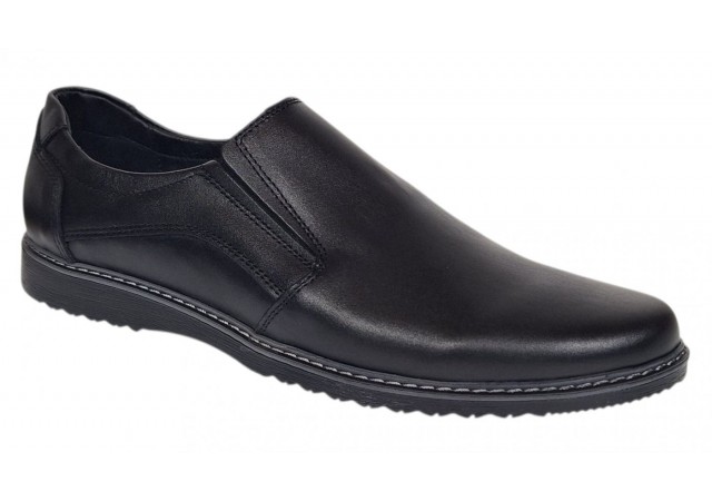 Pantofi barbati negri casual din piele naturala fara siret - De Suceava SP217ELN
